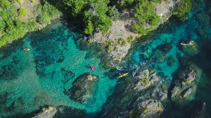 Río Imagen aérea de Río Cochrane en Aysén